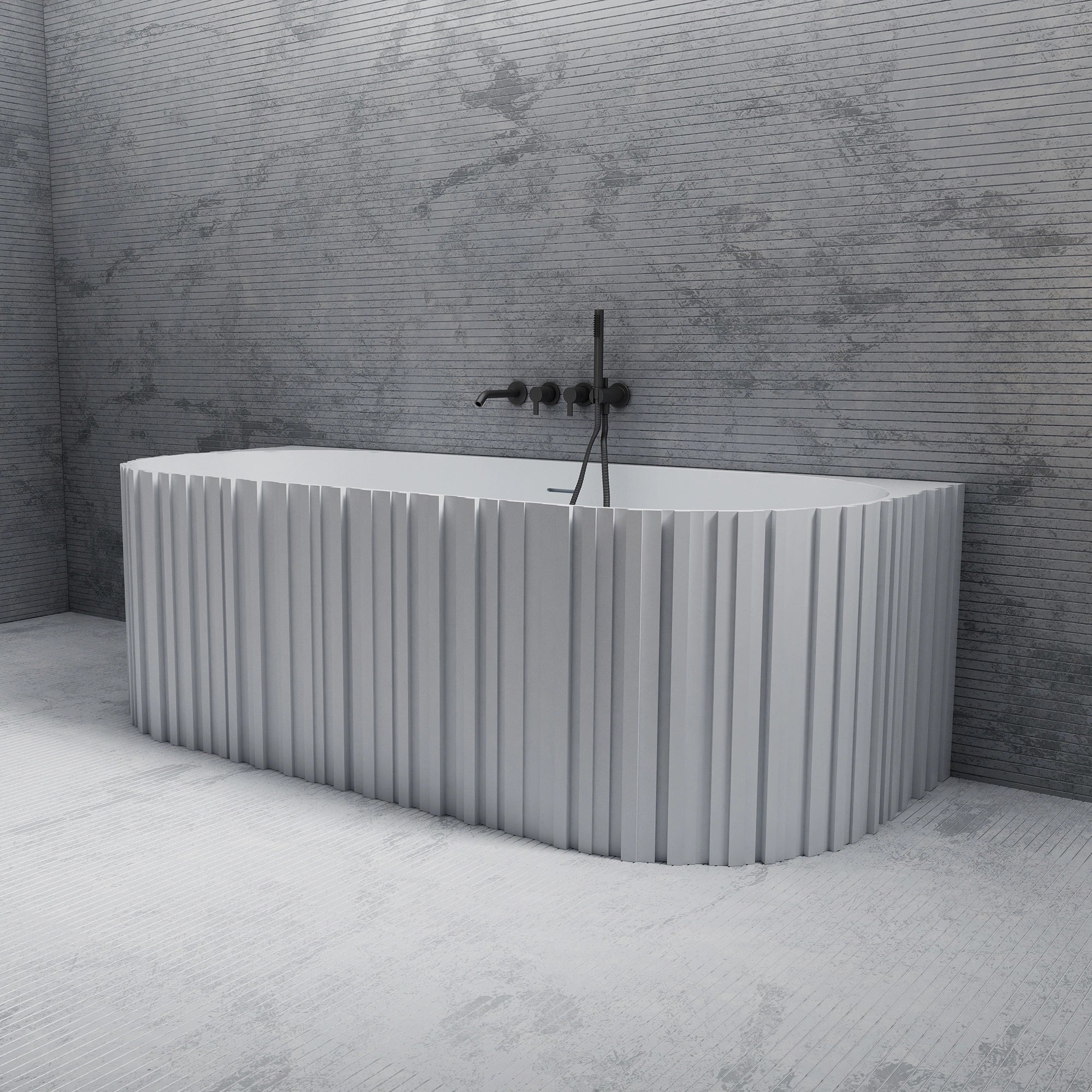 MR88856 Fluted Rectangular Wall-Mounted Bath | MonBlari