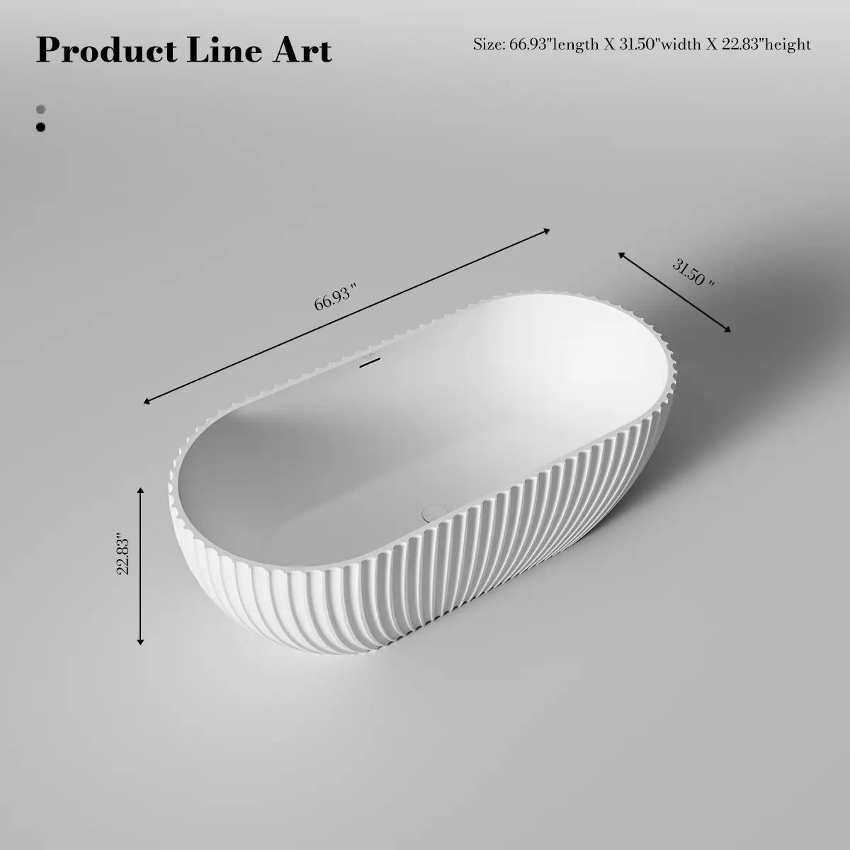 MonBlari Venus® MR-88871 White Solid Surface Freestanding Bathtub 1700mm