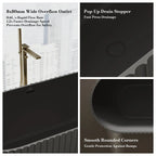 MonBlari Venus® MR-88871 Black Solid Surface Freestanding Bathtub 1700mm