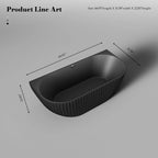 MonBlari MR-88876 Black Solid Surface Back-to-Wall Bathtub 1700mm