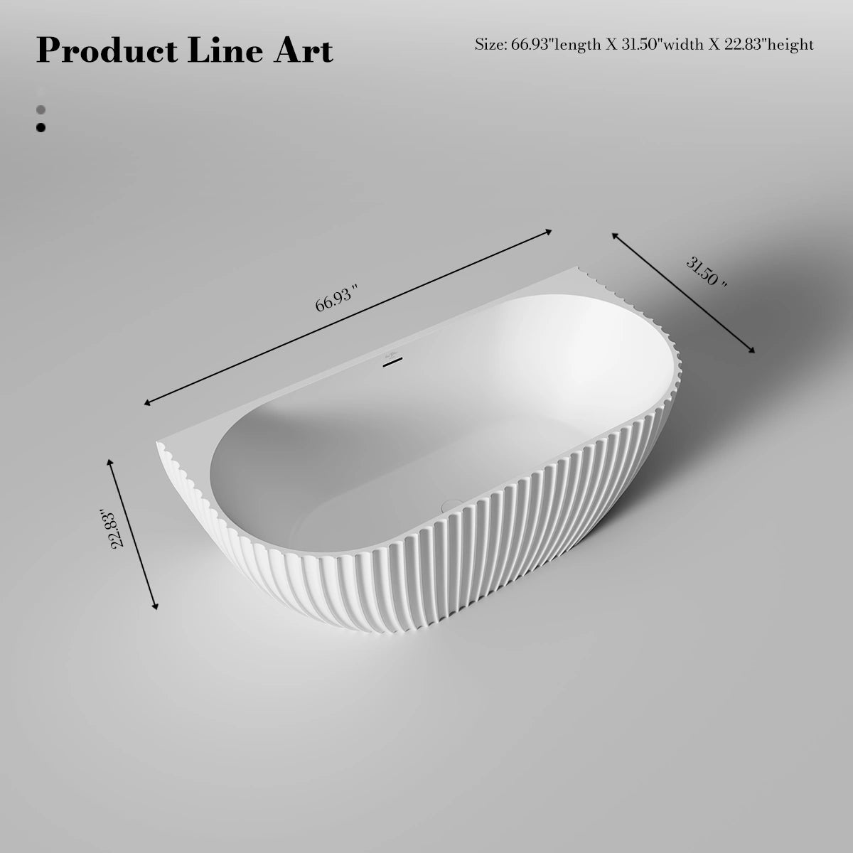 MonBlari MR-88876 White Solid Surface Back-to-Wall Bathtub 1700mm