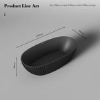 MonBlari Venus® MR-88877 Fluted Black Solid Surface Freestanding Bathtub 1700mm
