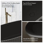 MonBlar Venus® MR-88877 Black Solid Surface Freestanding Bathtub 1700mm