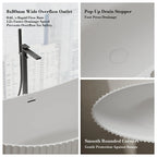 MonBlari Venus MR-88878 White Solid Surface Double Slipper Bathtub 1800mm