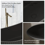 MonBlari Venus MR-88878 Black Solid Surface Double Slipper Bathtub 1800mm