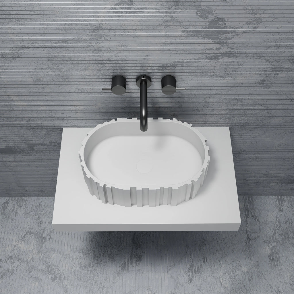 A8851 Architectural Fluted Oval Vessel Basin | MonBlari