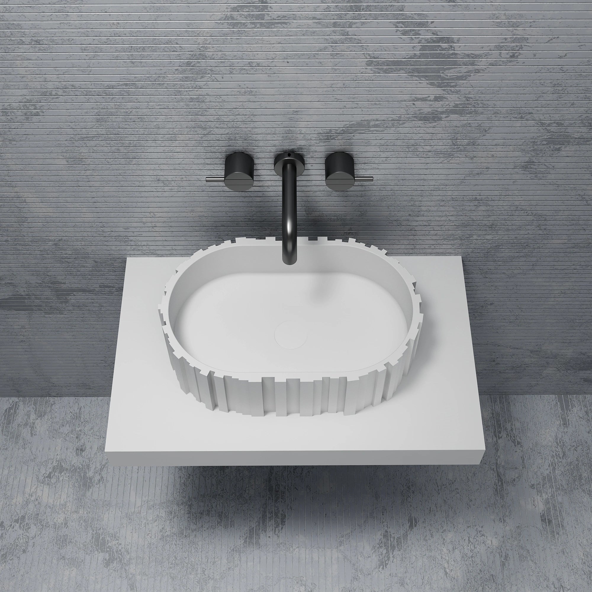 A8851 Architectural Fluted Oval Vessel Basin | MonBlari