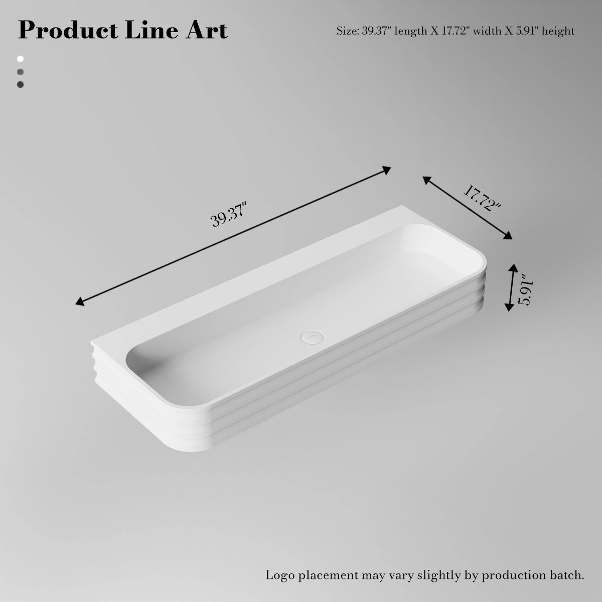 MonBlari MR-G8806-1 White Wall-Mount Solid Surface Basin