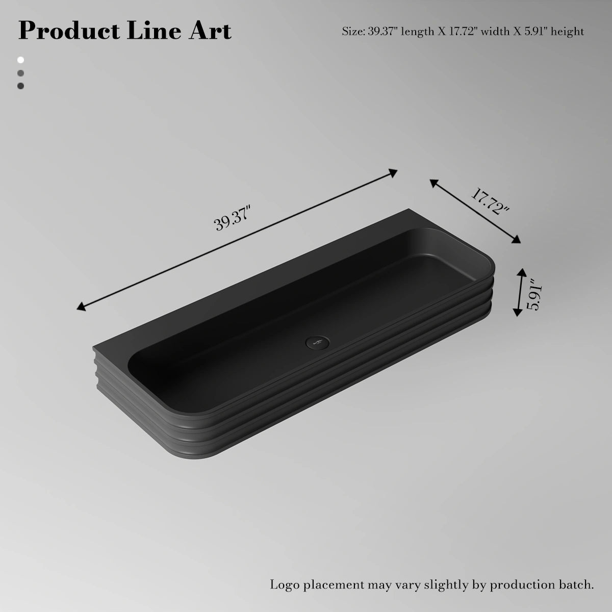 MonBlari MR-G8806-1 Black Wall-Mount Solid Surface Basin