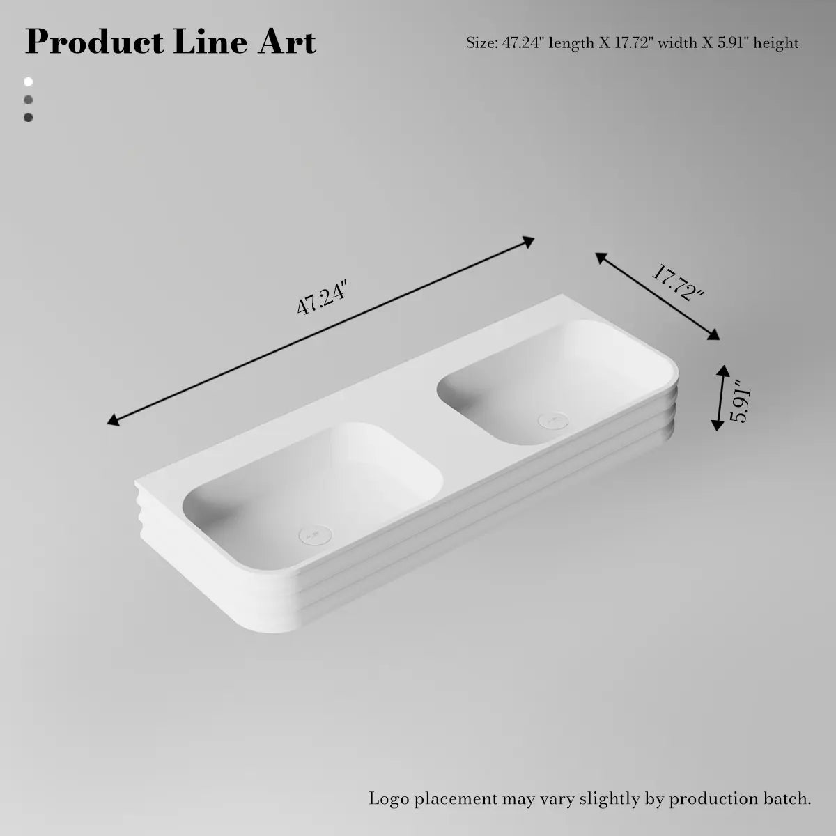 MonBlari MR-G8806-2 Solid Surface Basin Bathroom Double Wall Mount Sink 1200mm