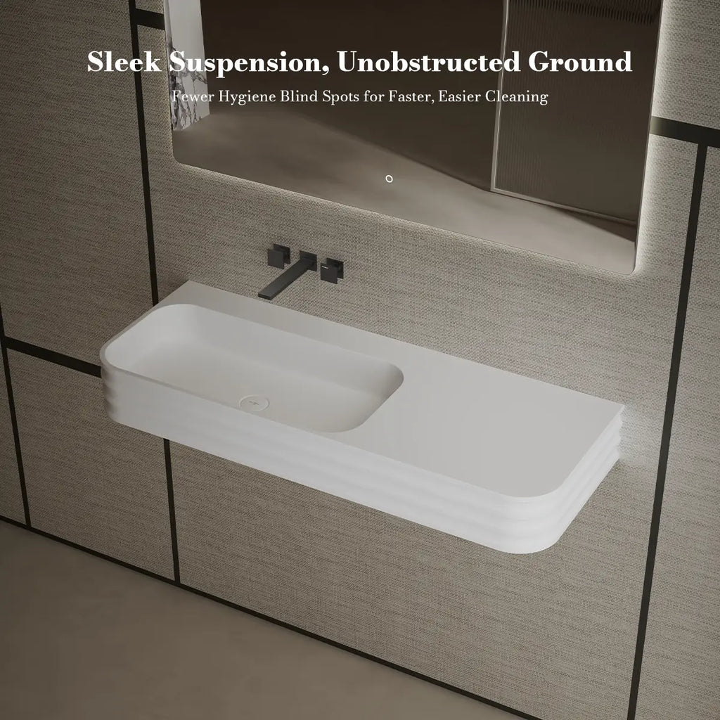 MonBlari MR-G8806-3 Solid Surface Wall-Mounted Basin Bathroom Sink