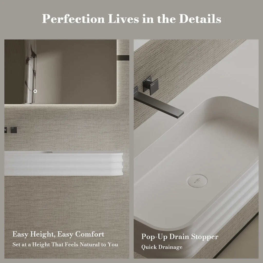 MonBlari MR-G8806-3 Solid Surface Wall-Mounted Basin Bathroom Sink