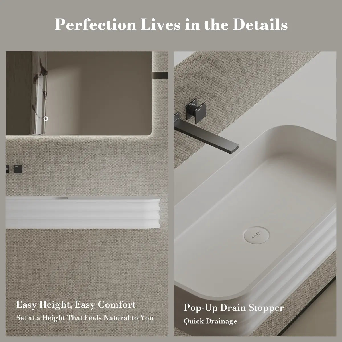 MonBlari MR-G8806-3 Solid Surface Wall-Mounted Basin Bathroom Sink