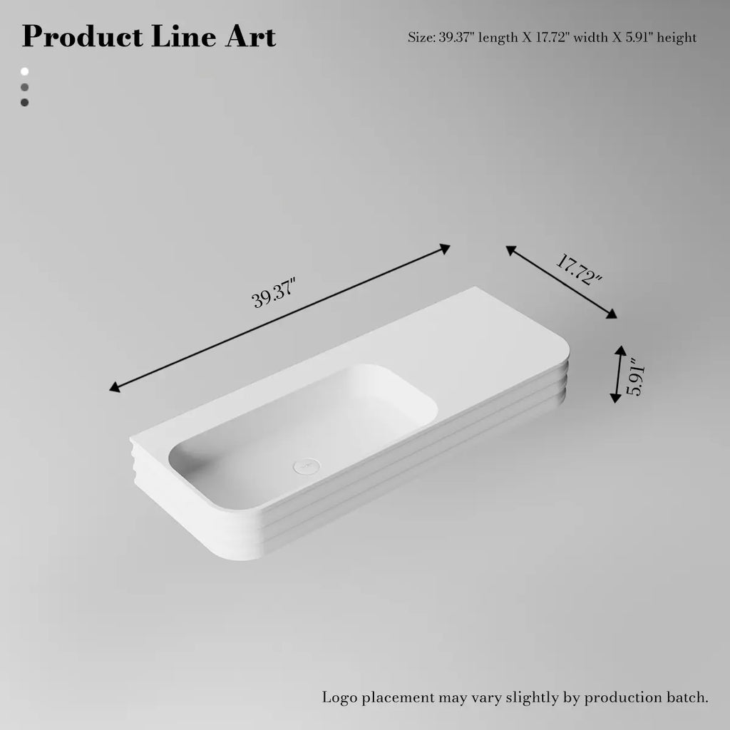 MonBlari MR-G8806-3 Solid Surface Wall-Mounted Basin Bathroom Sink