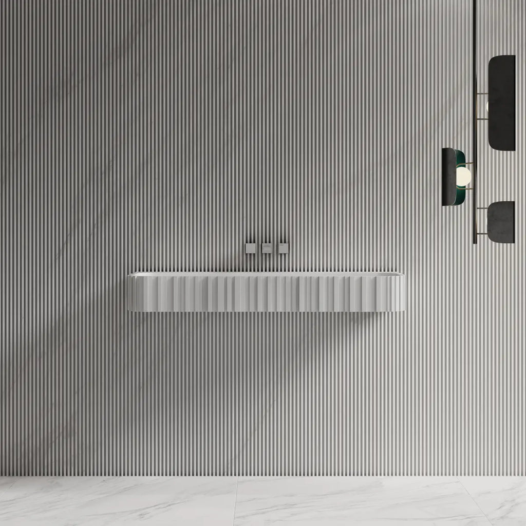 MonBlari MR-G8856-1 Fluted Solid Surface Wall-Mounted Basin