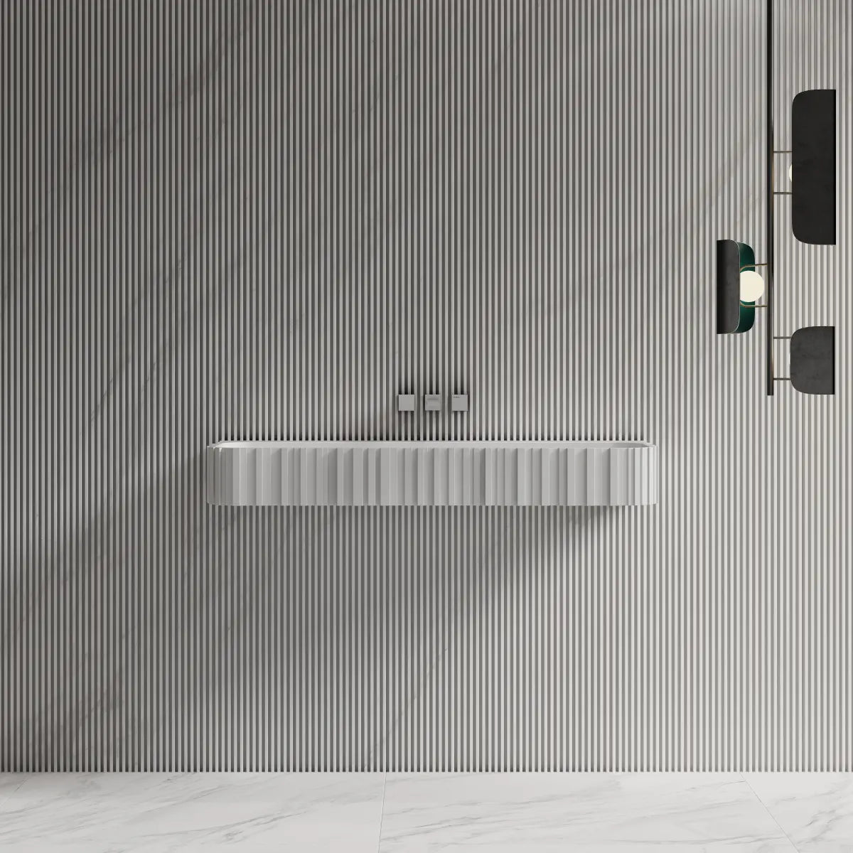MonBlari MR-G8856-1 Fluted Solid Surface Wall-Mounted Basin