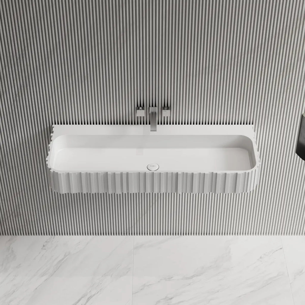 MonBlari MR-G8856-1 Fluted Solid Surface Wall-Mounted Basin