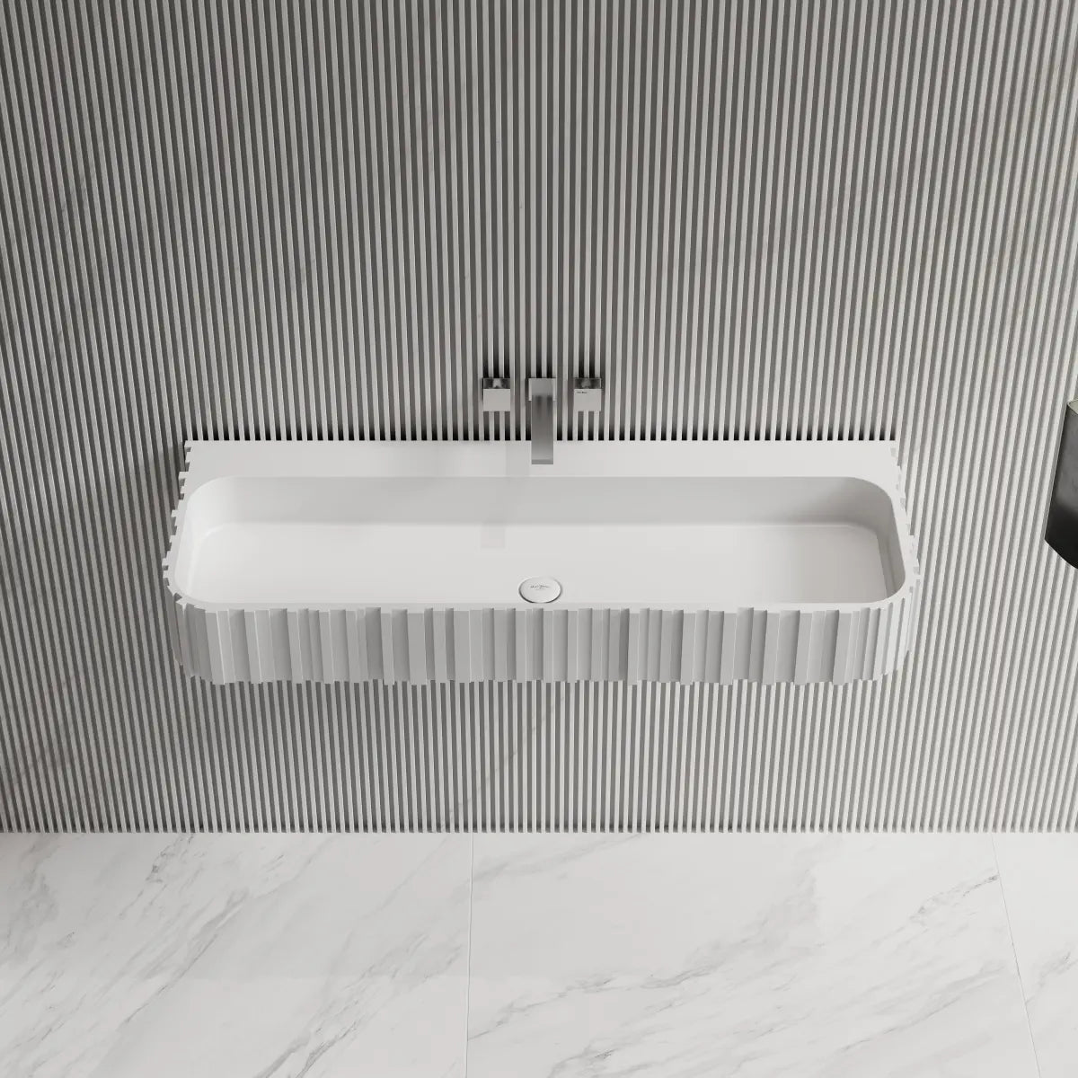 MonBlari MR-G8856-1 Fluted Solid Surface Wall-Mounted Basin