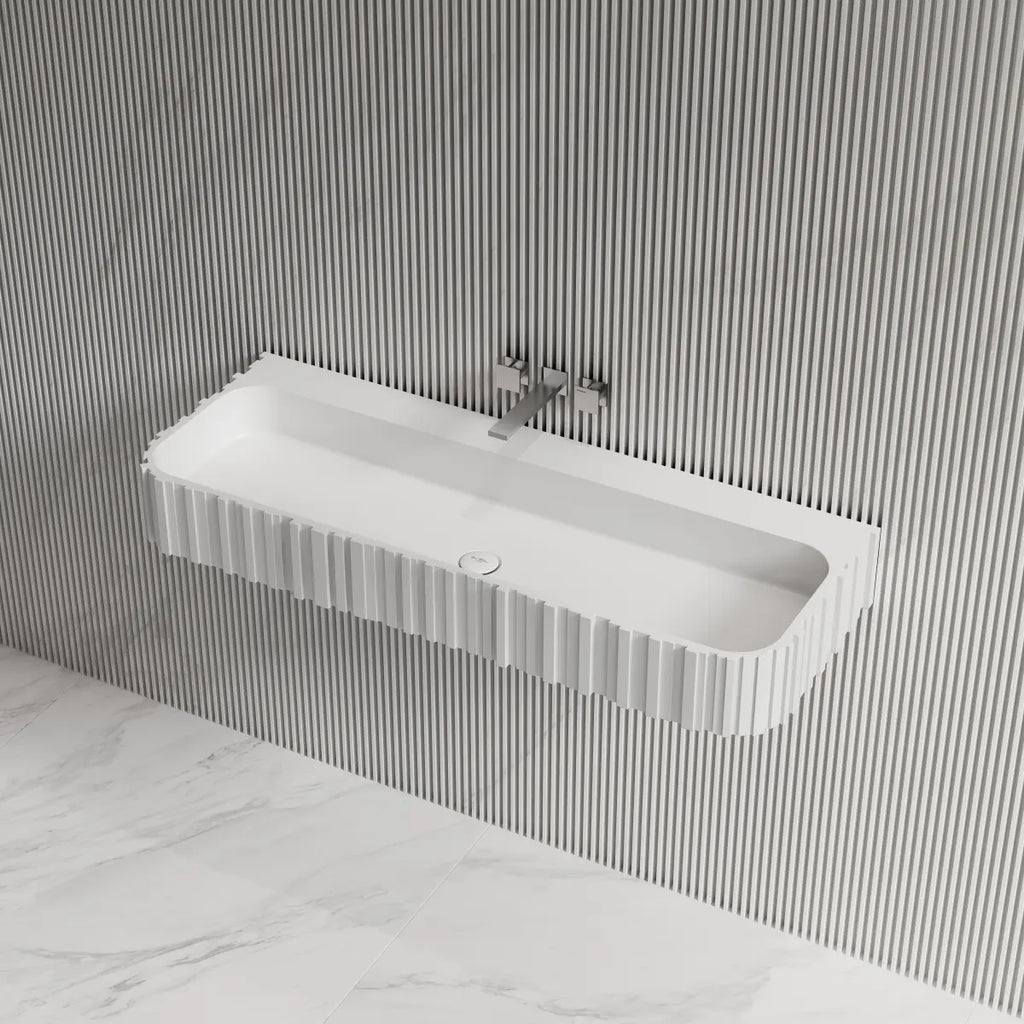 MonBlari MR-G8856-1 Fluted Solid Surface Wall-Mounted Basin