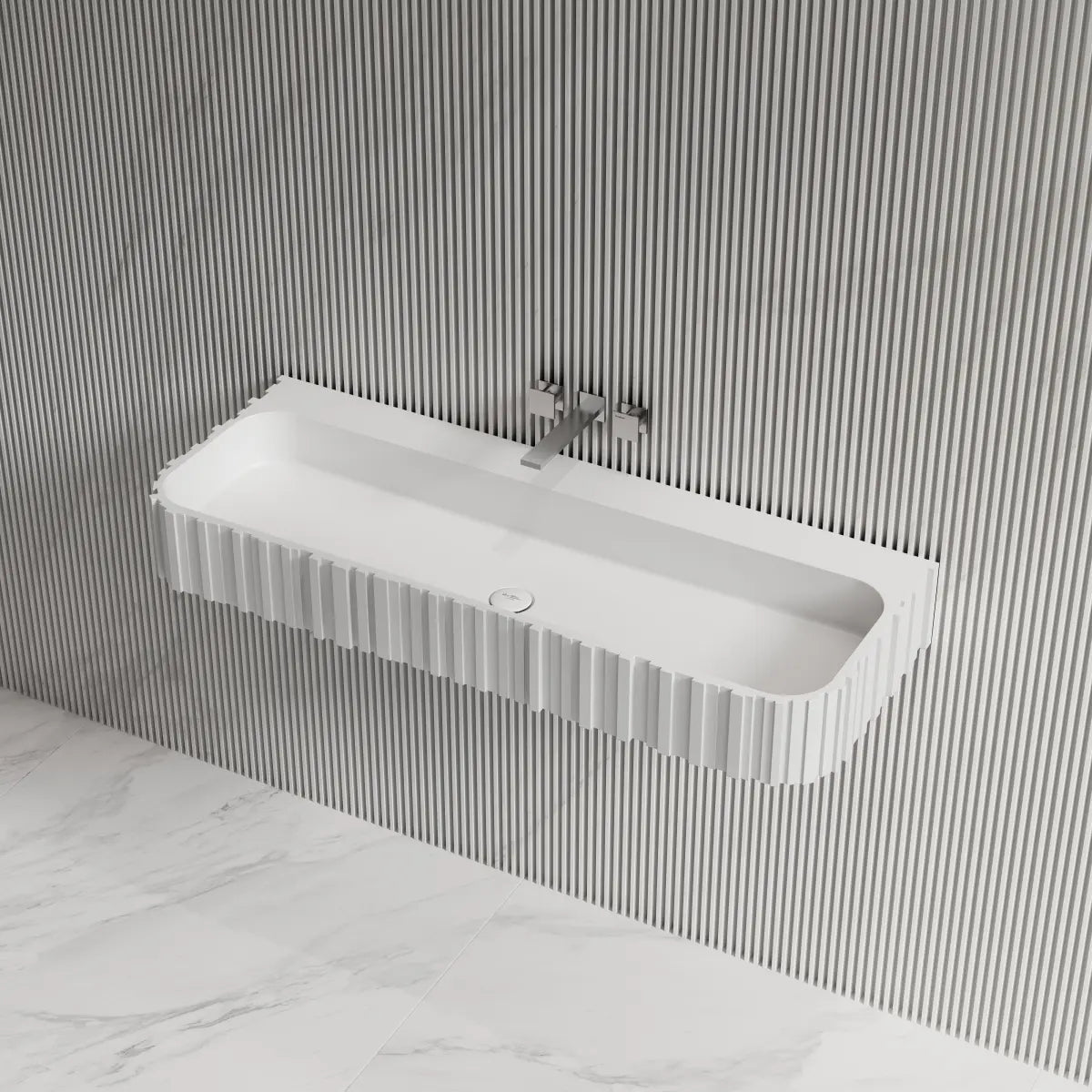 MonBlari MR-G8856-1 Fluted Solid Surface Wall-Mounted Basin Main image