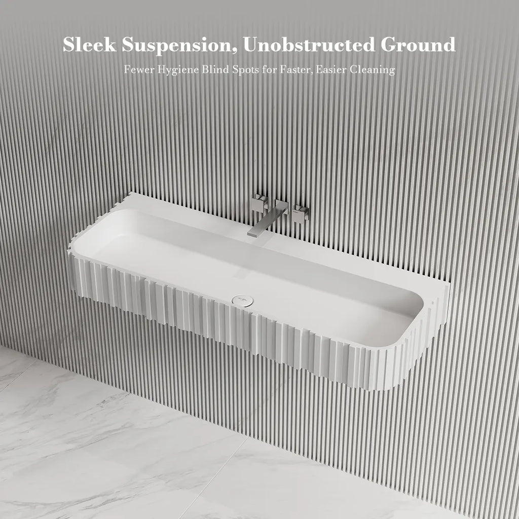 MonBlari MR-G8856-1 Fluted Solid Surface Wall-Mounted Basin