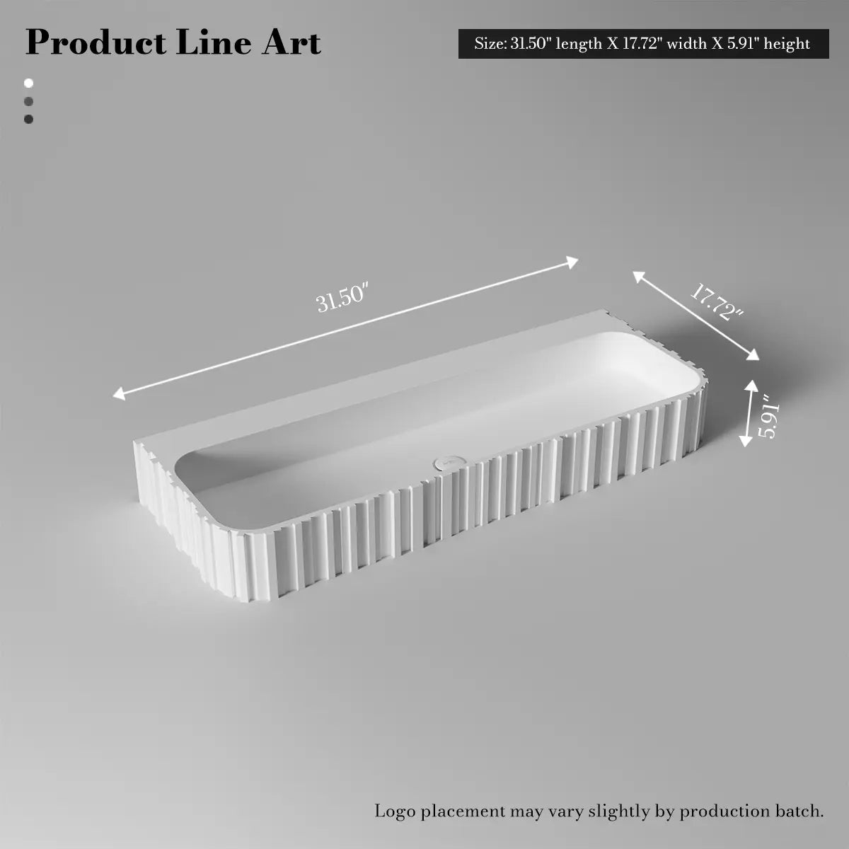 MonBlari MR-G8856-1 Fluted Solid Surface Wall-Mounted Basin