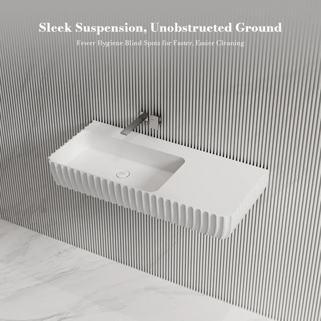 MonBlari MR-G8876-3 Fluted Design Wall-Mounted Basin Bathroom Sink
