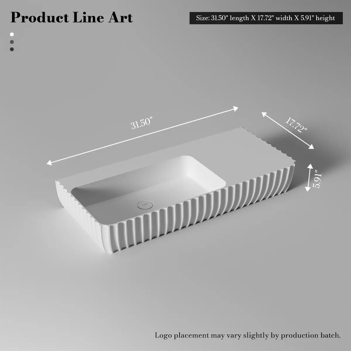 MonBlari MR-G8876-3 Fluted Design Wall-Mounted Basin Bathroom Sink