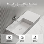 MonBlari MR-G8876-3 Fluted Design Wall-Mounted Basin Bathroom Sink