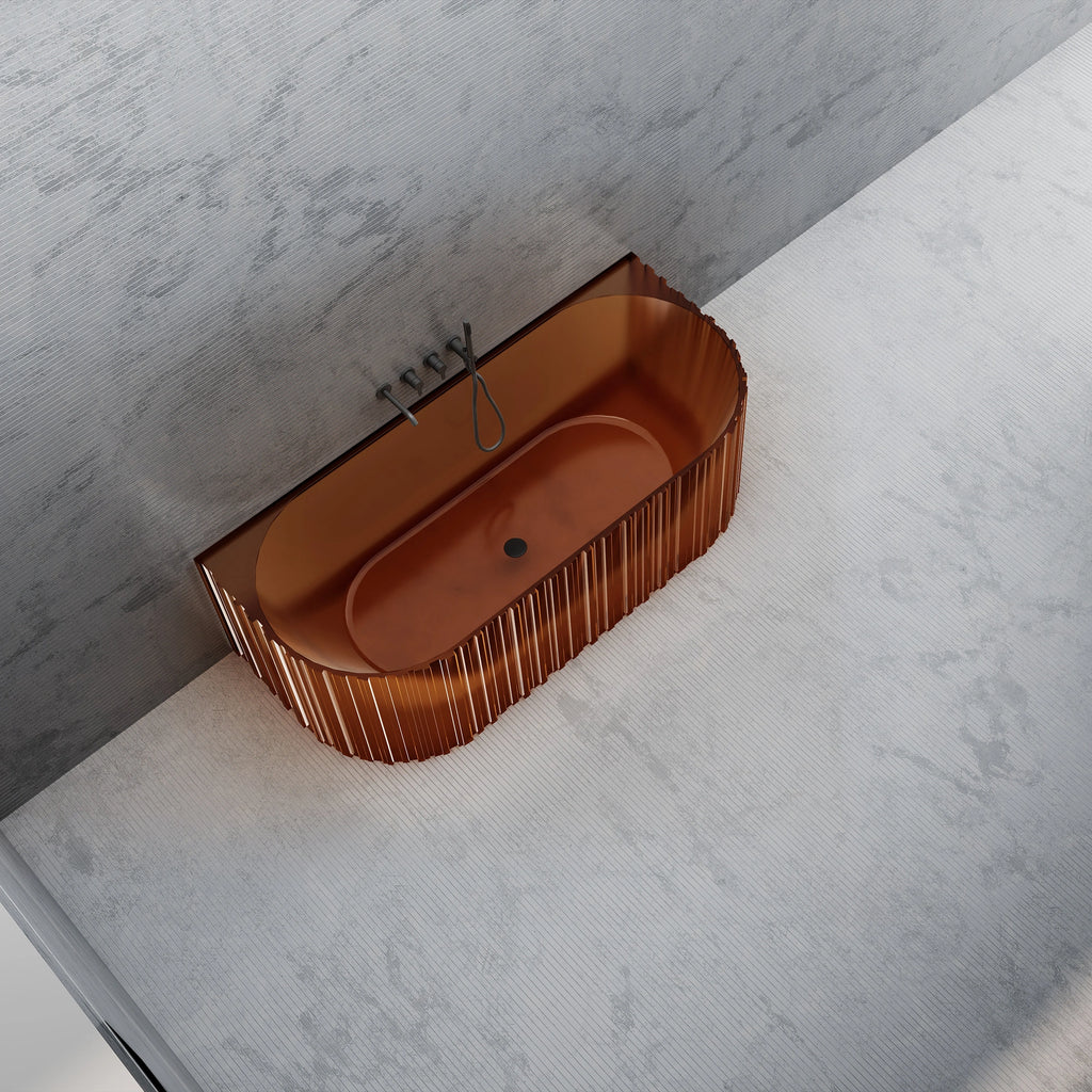 MRT88856 Fluted Oval Wall-Mounted Bath | MonBlari