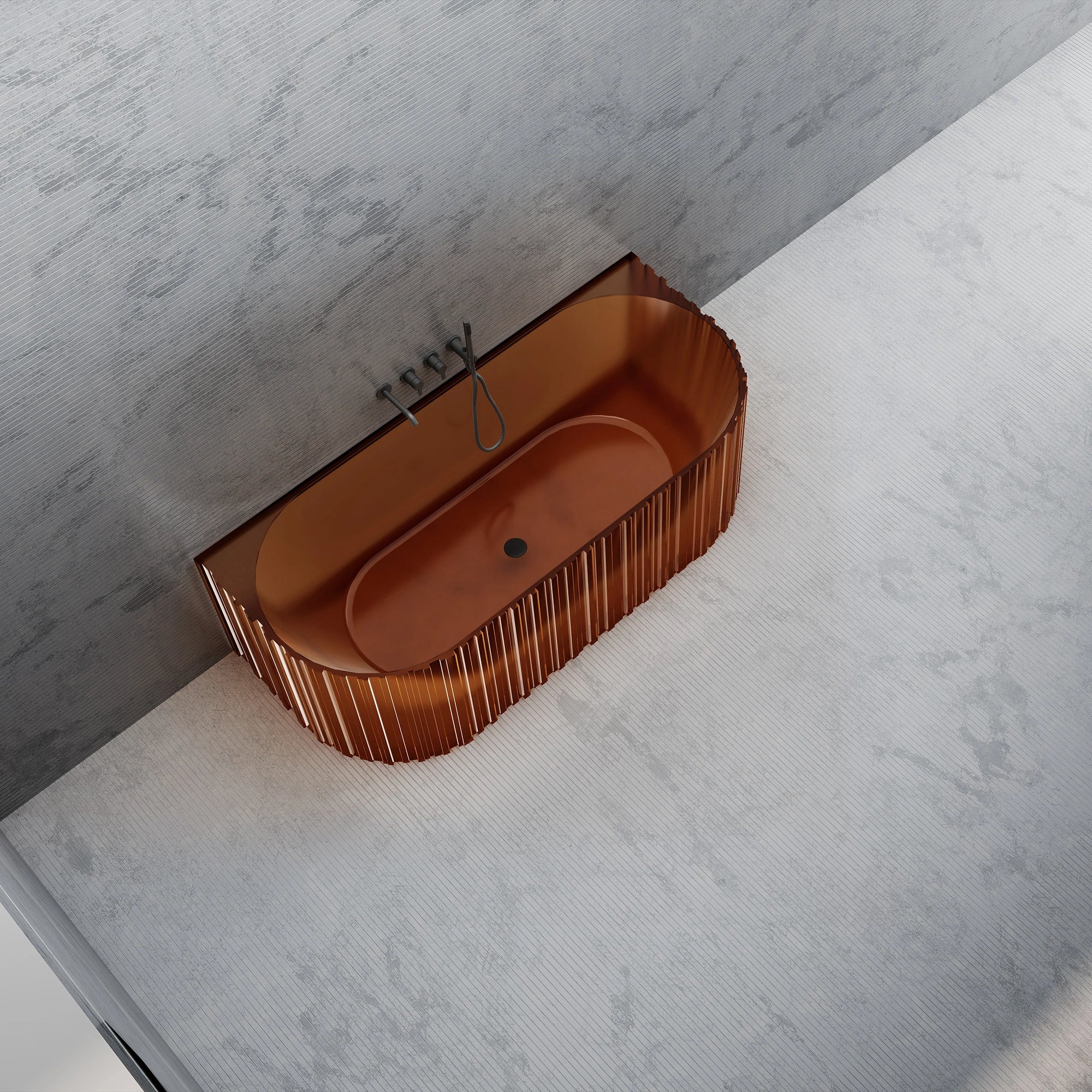 MRT88856 Fluted Oval Wall-Mounted Bath | MonBlari