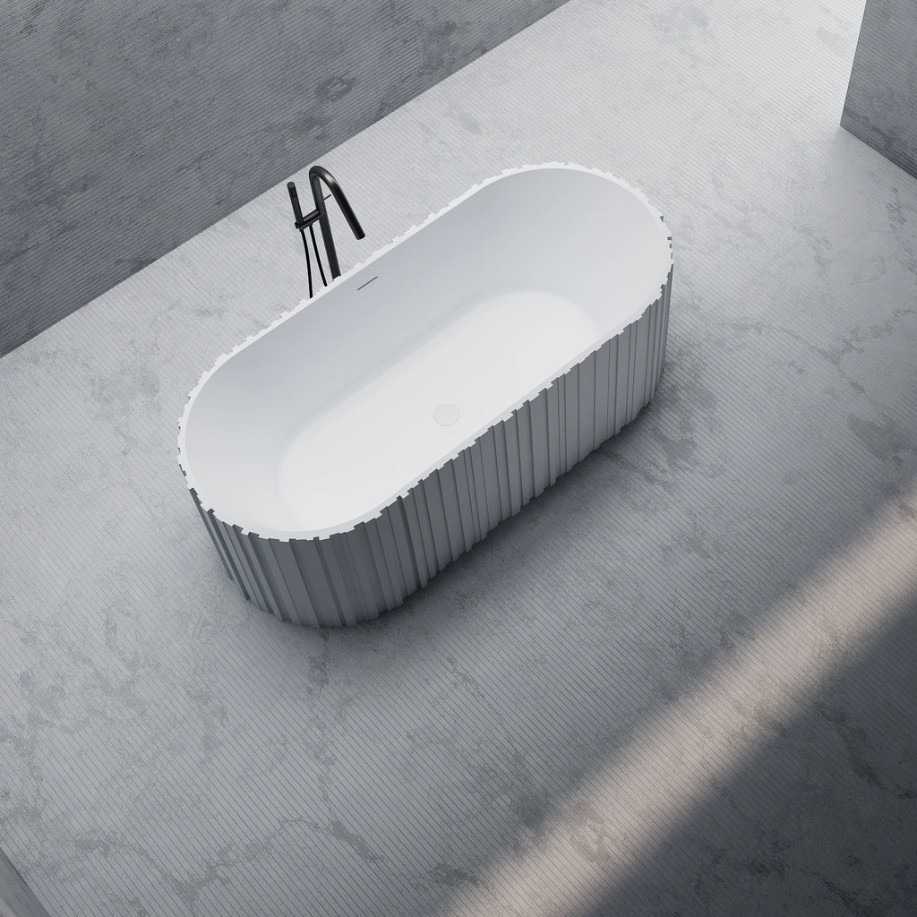 MR88851 Fluted Oval Freestanding Bath | MonBlari Side Top View Close-up