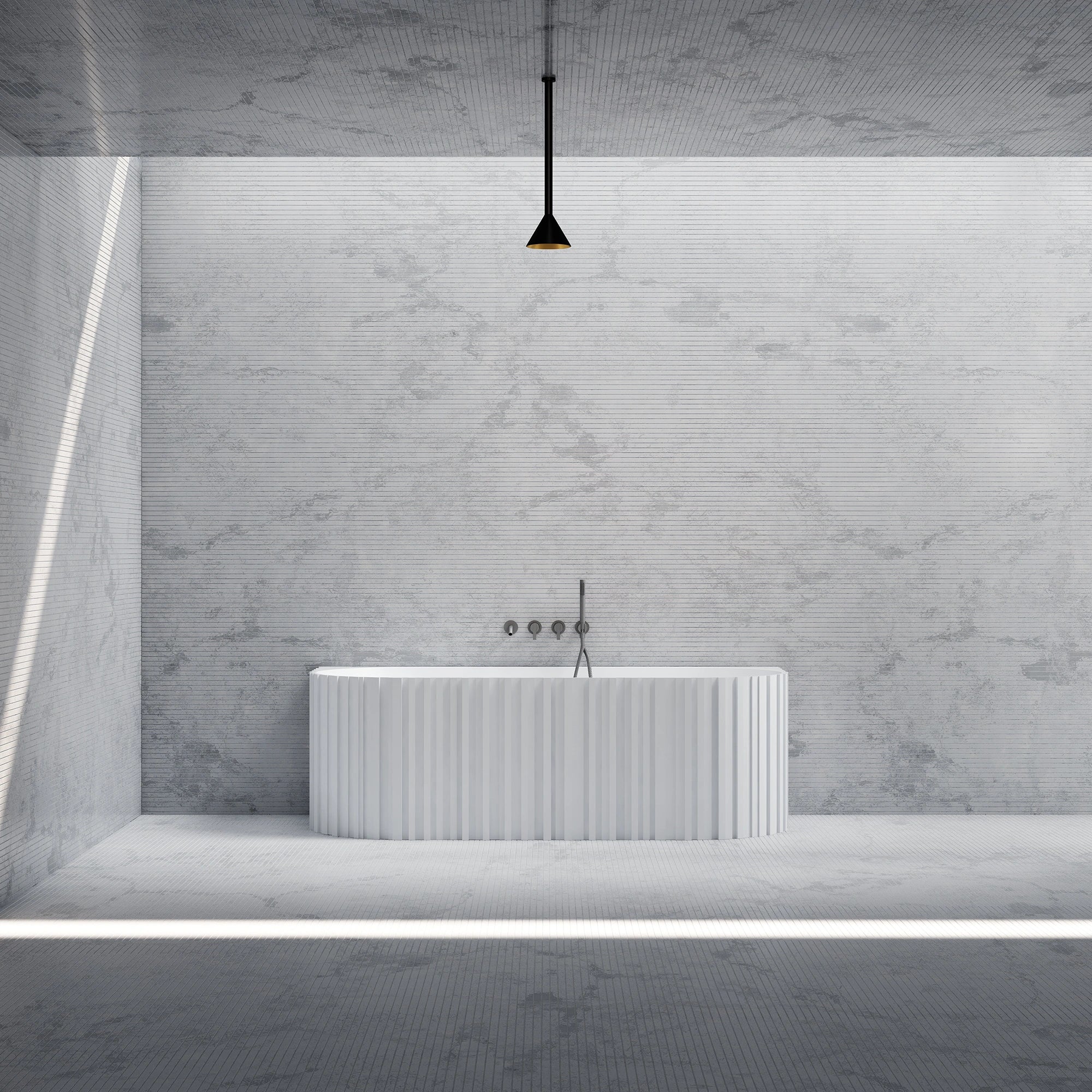 MR88856 Fluted Rectangular Wall-Mounted Bath | MonBlari Front View Main image