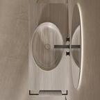 MonBlari White Wood Marble Console Washbasin with Towel Rail