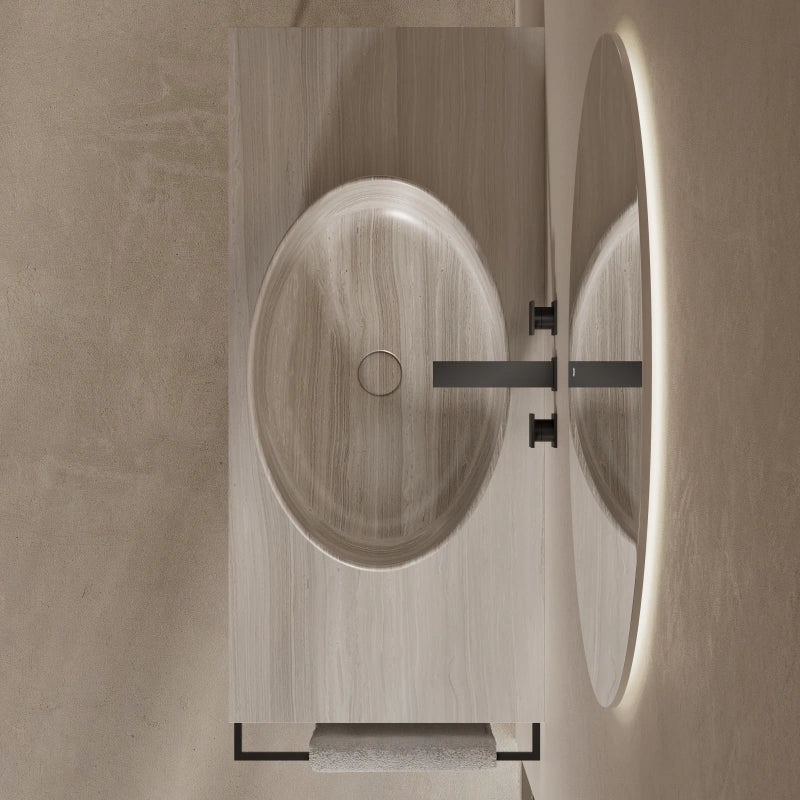 MonBlari Oval Natural Marble Countertop Vessel Washbasin 600mm