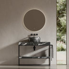 MonBlari Space-Saving Marble Console Basin with Stainless Steel Frame and Towel Holder
