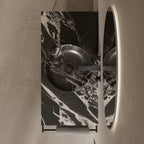 MonBlari Space-Saving Marble Console Basin with Stainless Steel Frame and Towel Holder