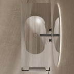 MonBlari White Wood Grain Marble Console Sink with Stainless Steel Frame & Integrated Towel Bar