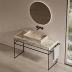MonBlari Natural Marble Console Sink with Metal Frame and Towel Rail