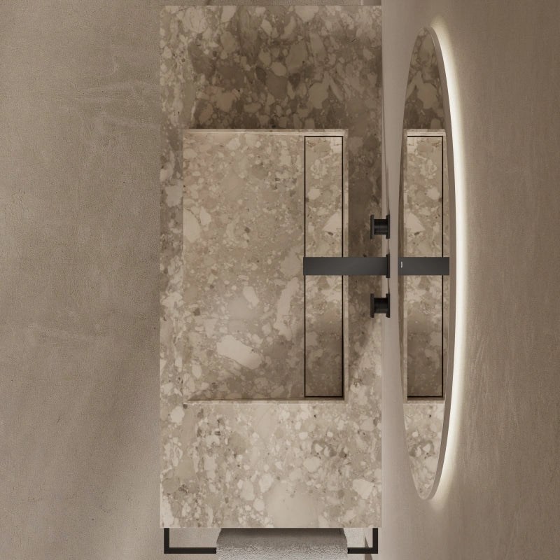 MonBlari Natural Marble Console Sink with Metal Frame and Towel Rail