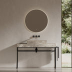 MonBlari Natural Marble Console Sink with Metal Frame and Towel Rail