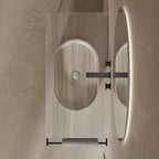 MonBlari Modern Oval Marble Console Basin with Architectural Stainless Steel Legs