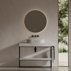 MonBlari Oval Natural Marble Countertop Fluted Washbasin 550mm