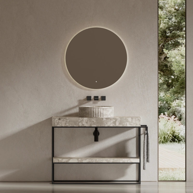 MonBlari Round Marble Fluted Countertop Vessl Wash Basin 400mm