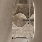 MonBlari Marble Fluted Console Basin with Stainless Steel Legs