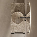 MonBlari Round Marble Fluted Countertop Vessl Wash Basin 400mm