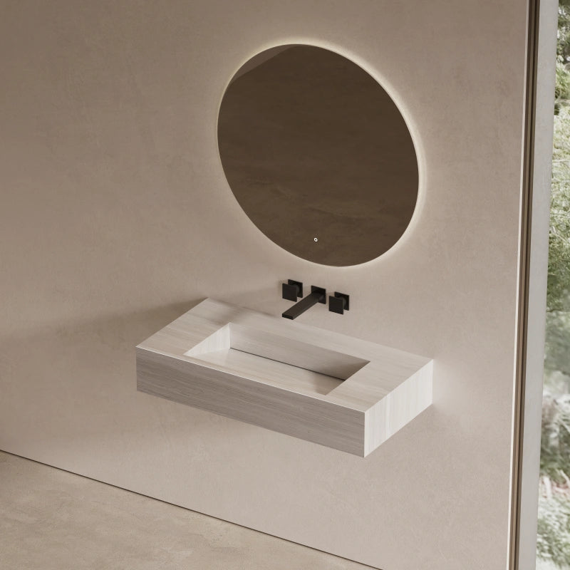 MonBlari Minimalist Marble Rectangular Wall-Mounted Basin 800mm
