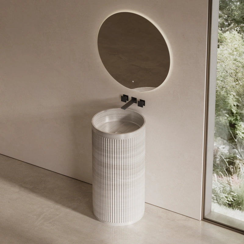 MonBlari 450mm Fluted Marble Freestanding Bathroom Basin