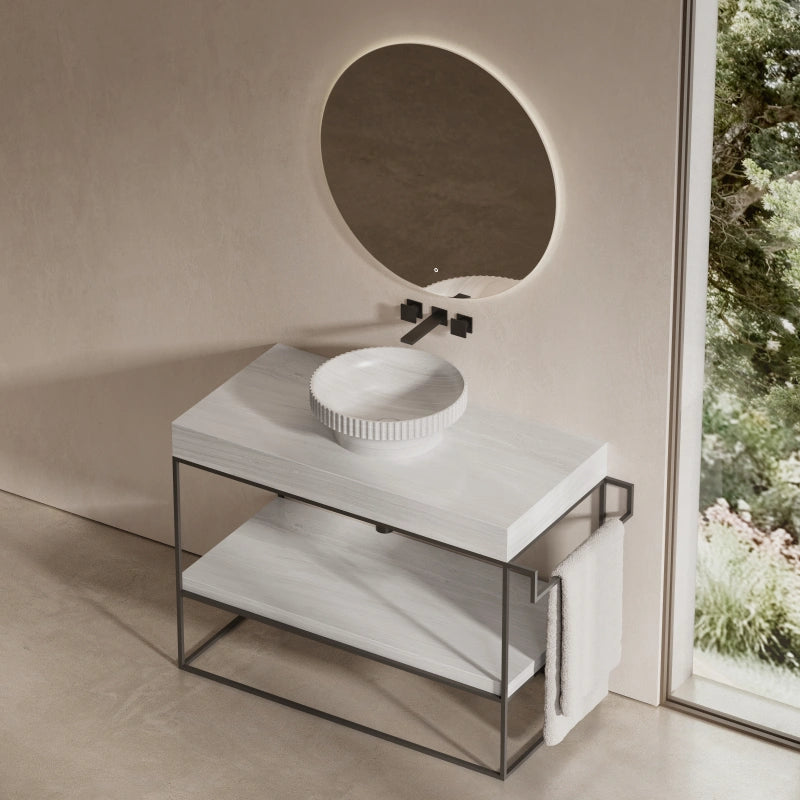 MonBlari Sculptural Natural Marble Console Washbasin