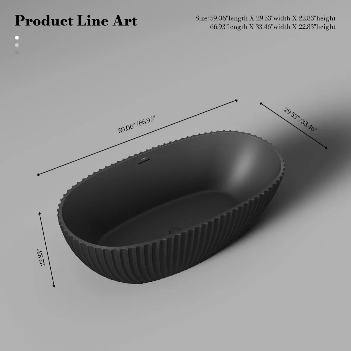 MonBlari MY‑66617 Black Acrylic Freestanding Bathtub 1500mm-1700mm